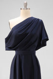 Black A Line Long Satin Mother of the Bride Dress with Pockets