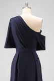 Black A Line Long Satin Mother of the Bride Dress with Pockets