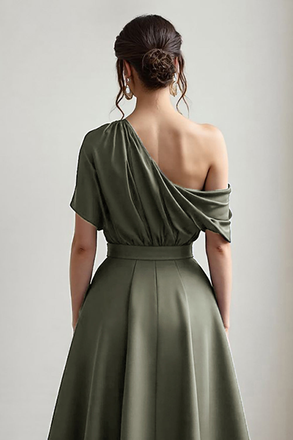 Black A Line Long Satin Mother of the Bride Dress with Pockets