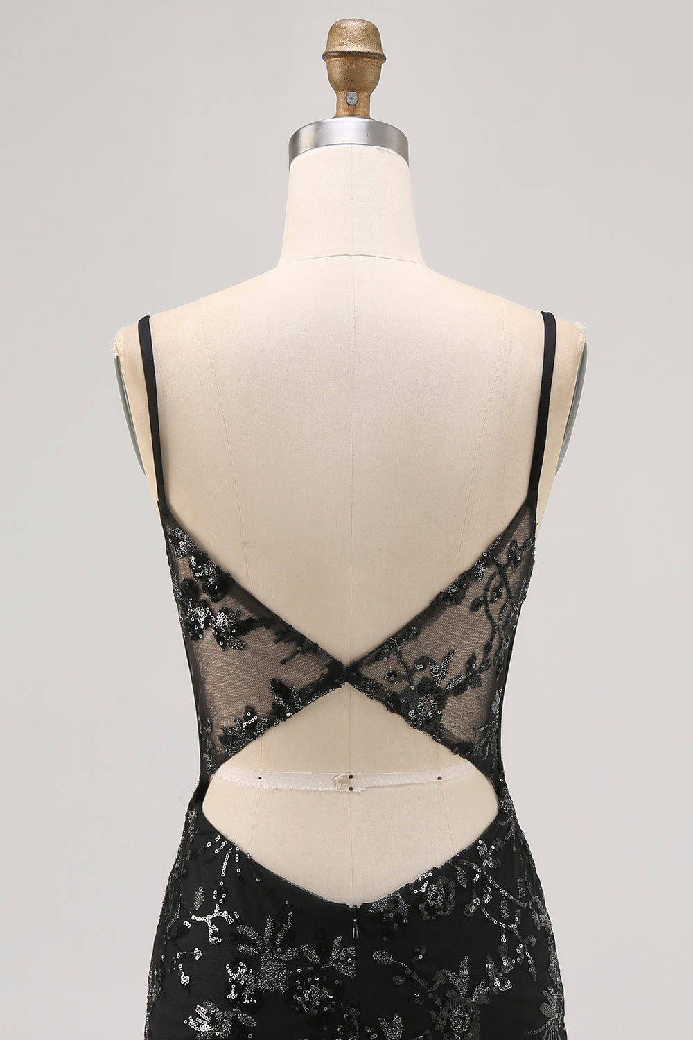 Sparkly Black Corset Tight Spaghetti Straps Short Homecoming Dress with Lace