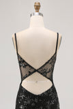 Sparkly Black Corset Tight Spaghetti Straps Short Homecoming Dress with Lace