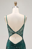 Sparkly Dark Green Corset Tight Short Homecoming Dress with Sequins