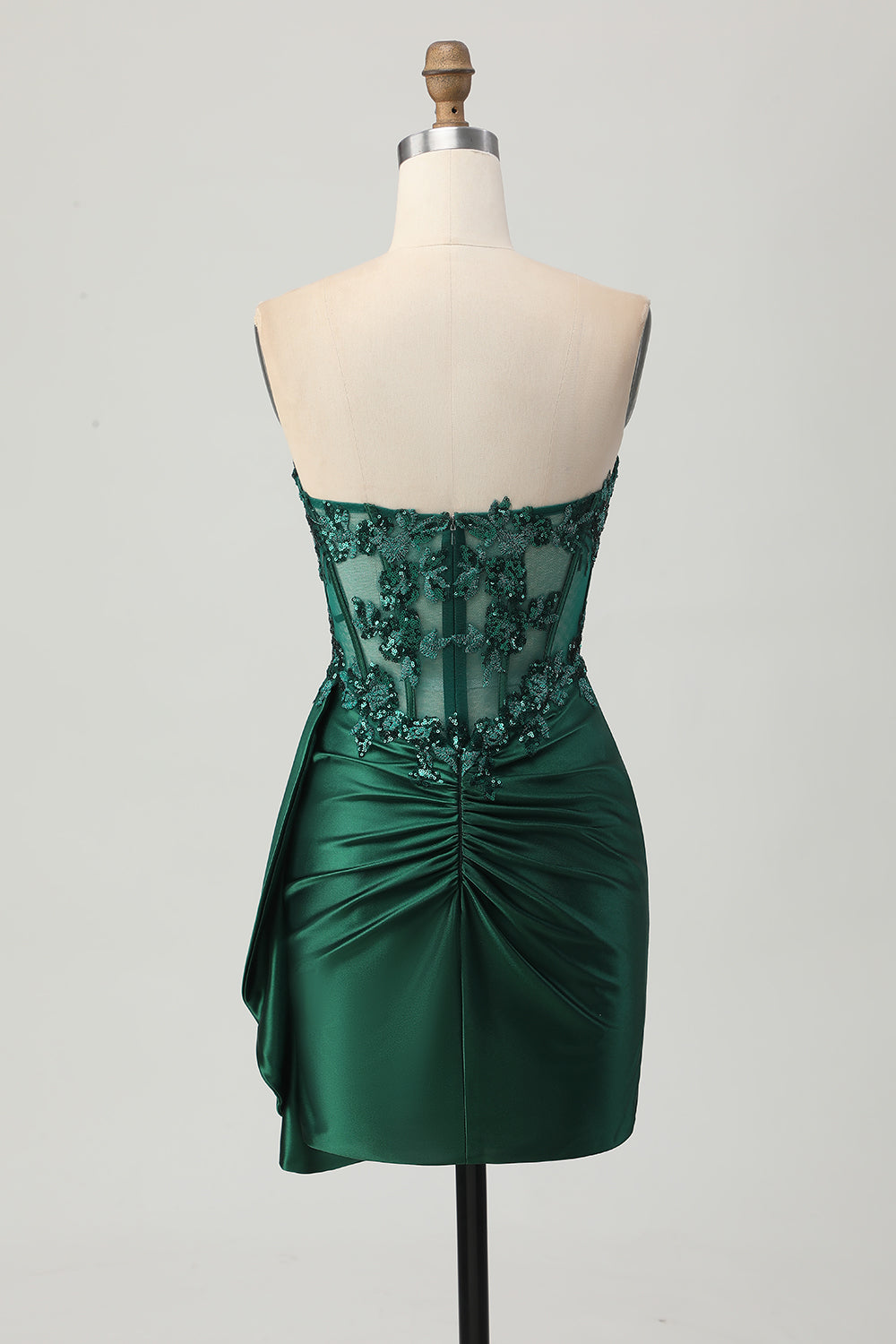 Zapakasa Women Sparkly Dark Green Corset Short Homecoming Dress with Side Cape Sweetheart Tight Satin Cocktail Dress with Sequins Zapakasa Women Sparkly Dark Green Corset Short Homecoming Dress with Side Cape Sweetheart Tight Satin Cocktail Dress with Sequins