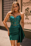 Sparkly Burgudny Corset Tight Short Homecoming Dress with Sequins