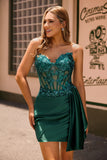 Sparkly Burgudny Corset Tight Short Homecoming Dress with Sequins