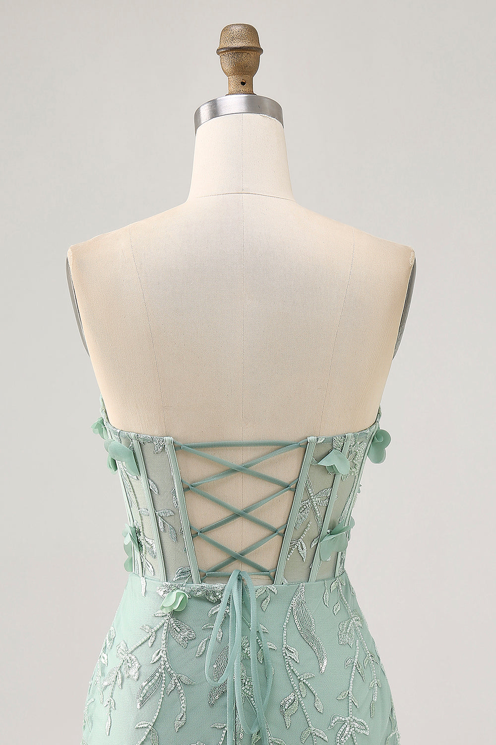 Sparkly Sage Floral Sweetheart Corset Tight Short Homecoming Dress with Beading