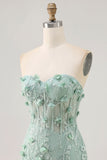 Sparkly Sage Floral Sweetheart Corset Tight Short Homecoming Dress with Beading