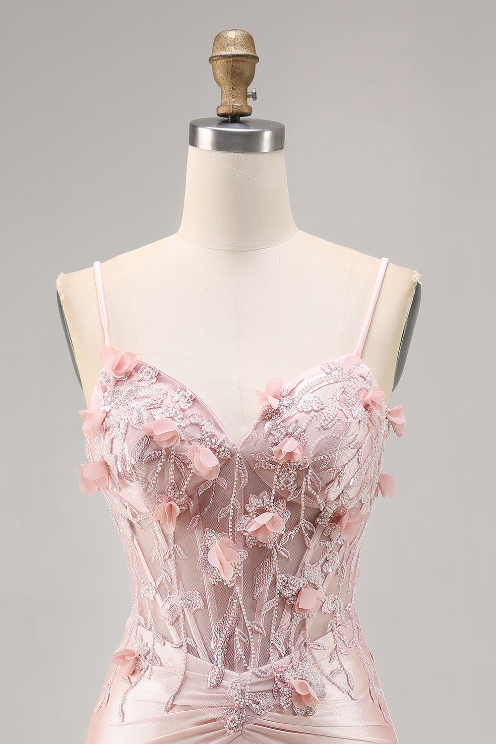 Pink Corset Satin Floral Short Tight Homecoming Dress