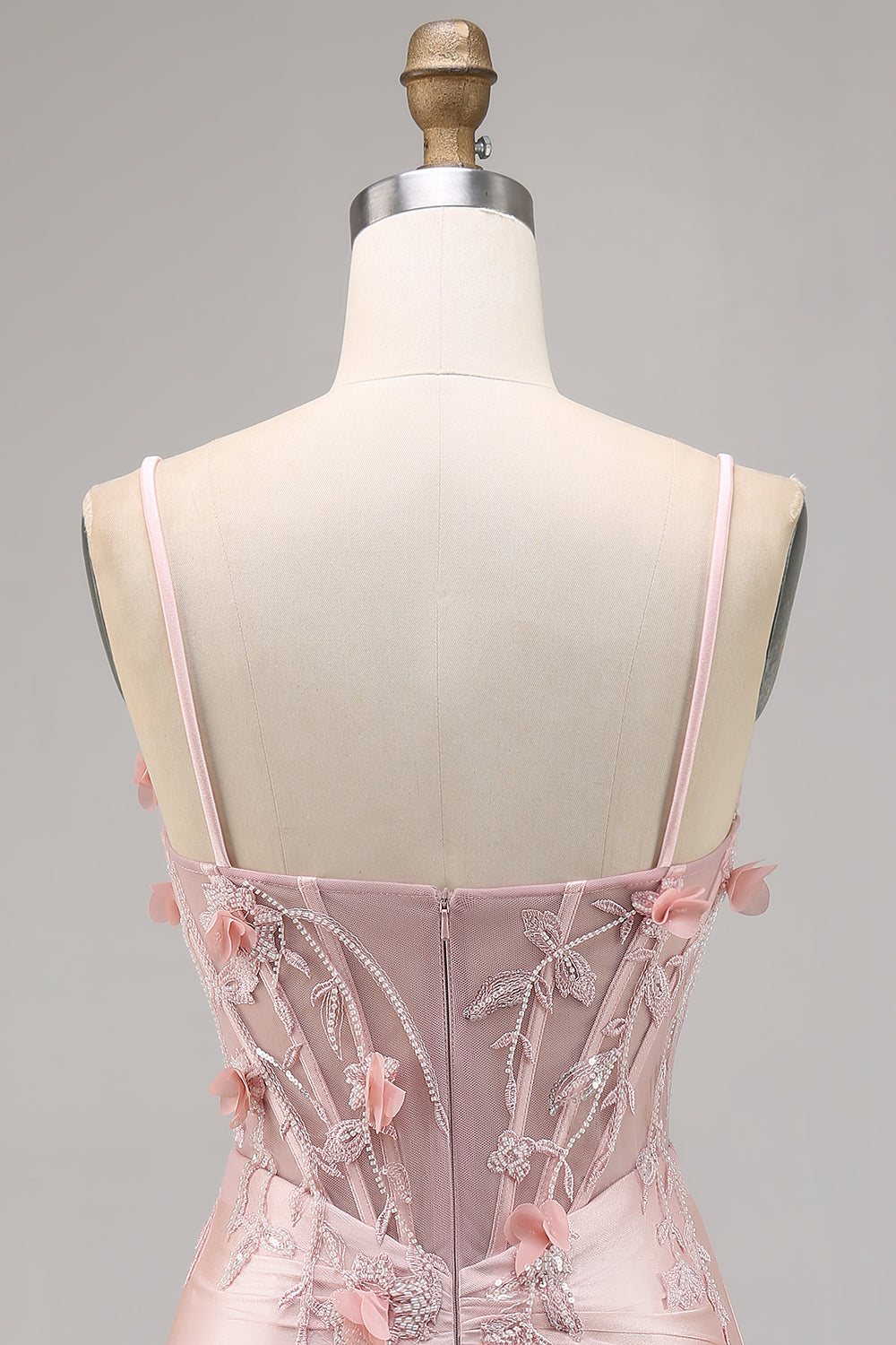 Pink Corset Satin Floral Short Tight Homecoming Dress