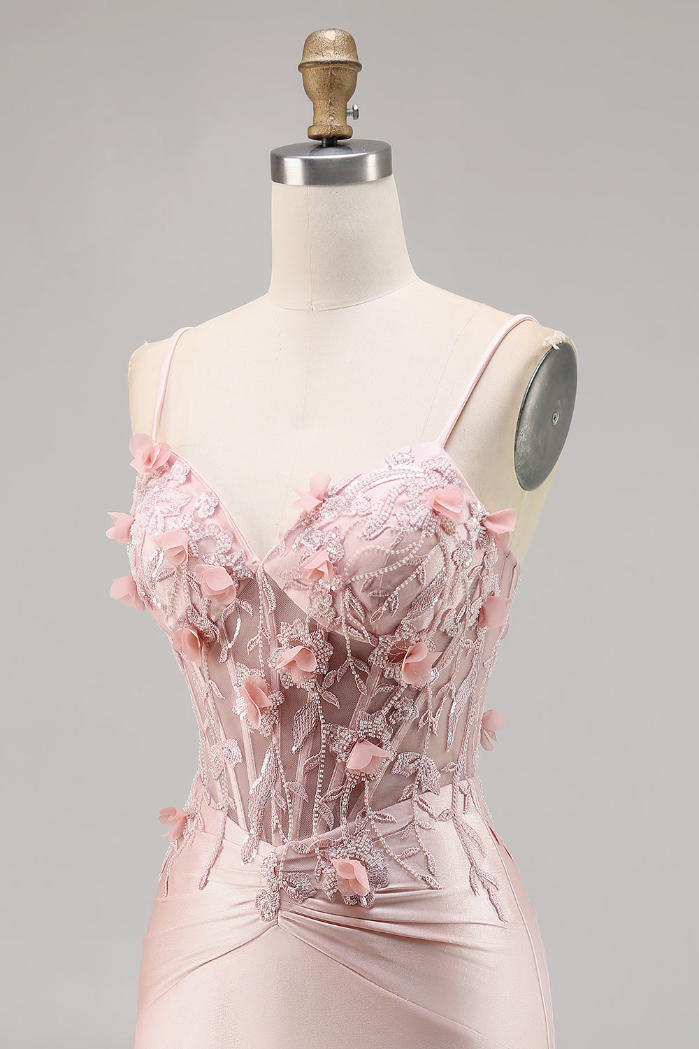 Pink Corset Satin Floral Short Tight Homecoming Dress