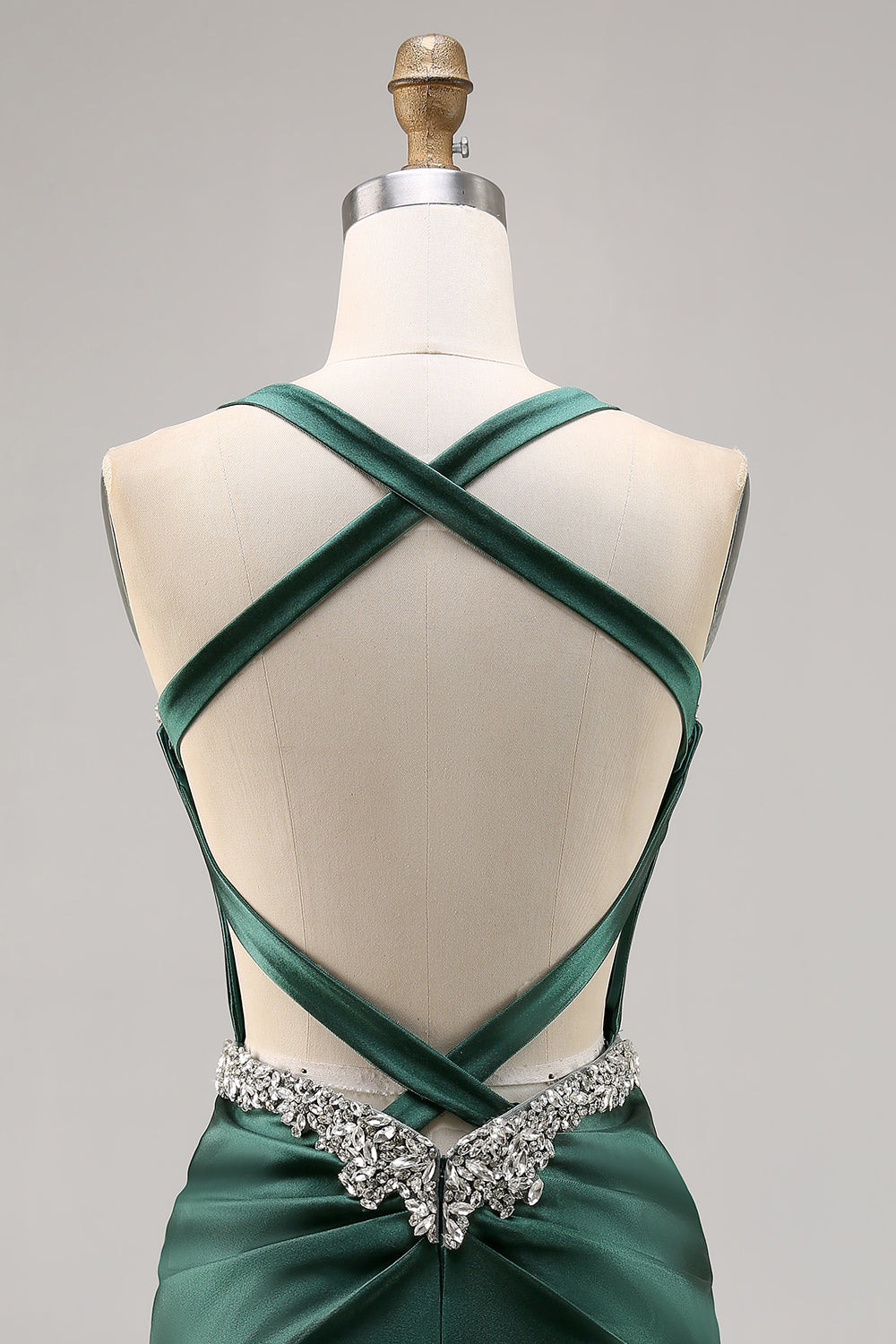 Sparkly Dark Green Corset Satin Short Tight Homecoming Dress with Beading