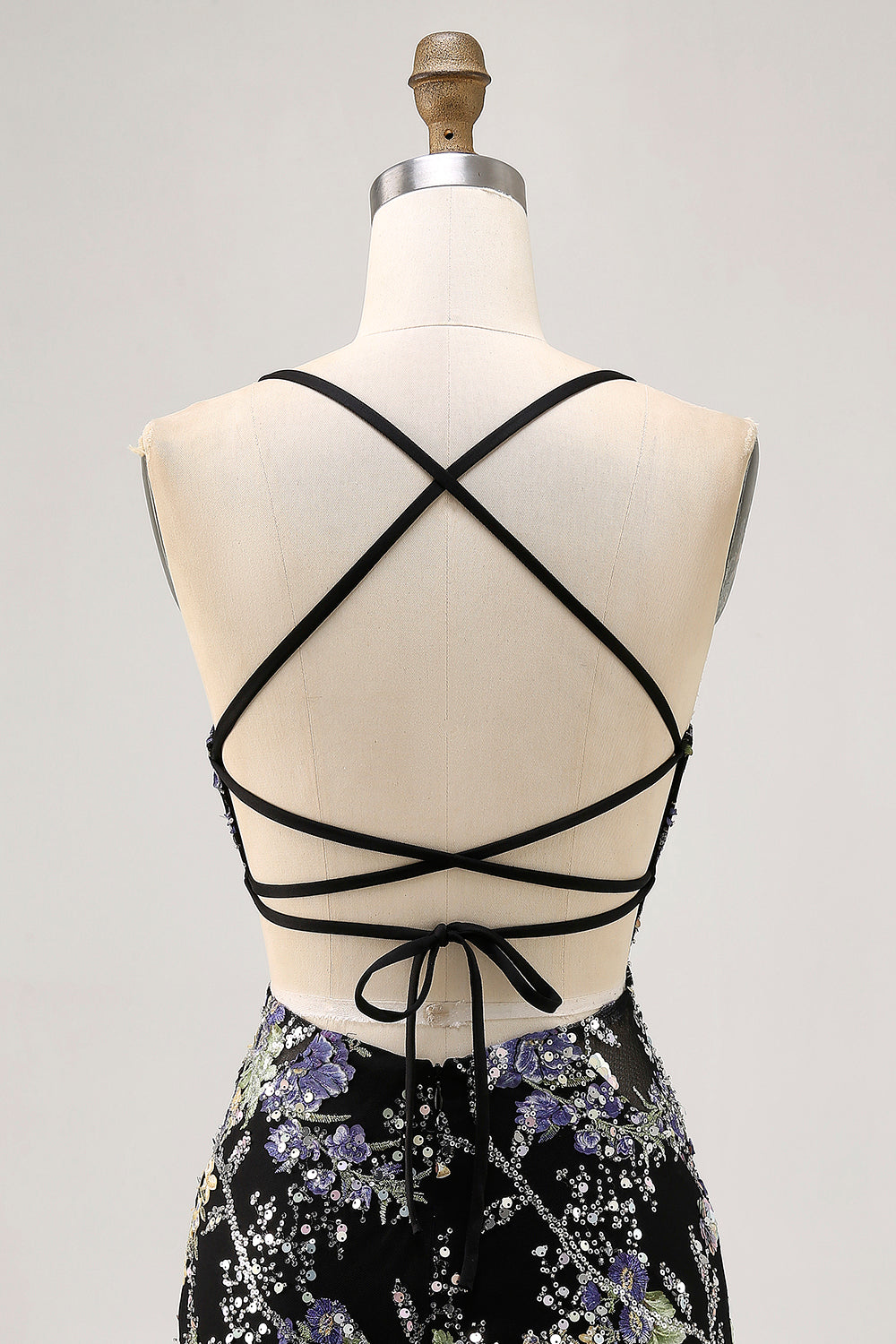 Sparkly Black Beaded Floral Short Tight Homecoming Dress with Sequins
