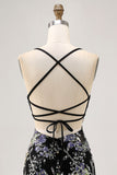 Sparkly Black Beaded Floral Short Tight Homecoming Dress with Sequins