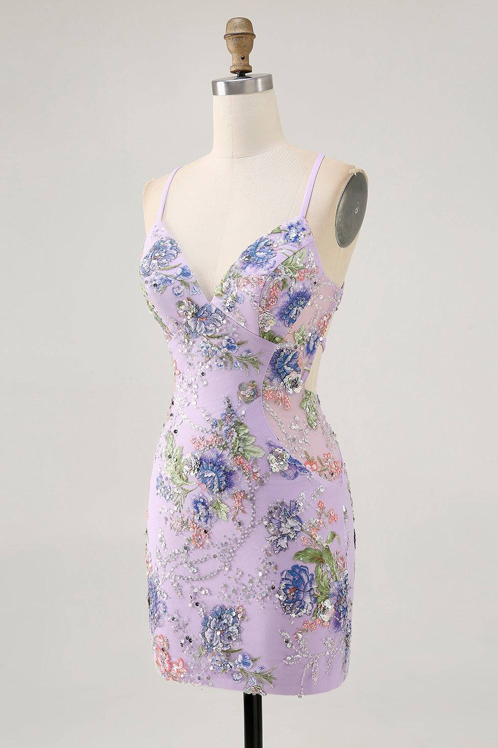 Sparkly Black Tight Floral Short Homecoming Dress with Seuqins