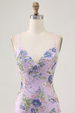 Sparkly Black Tight Floral Short Homecoming Dress with Seuqins