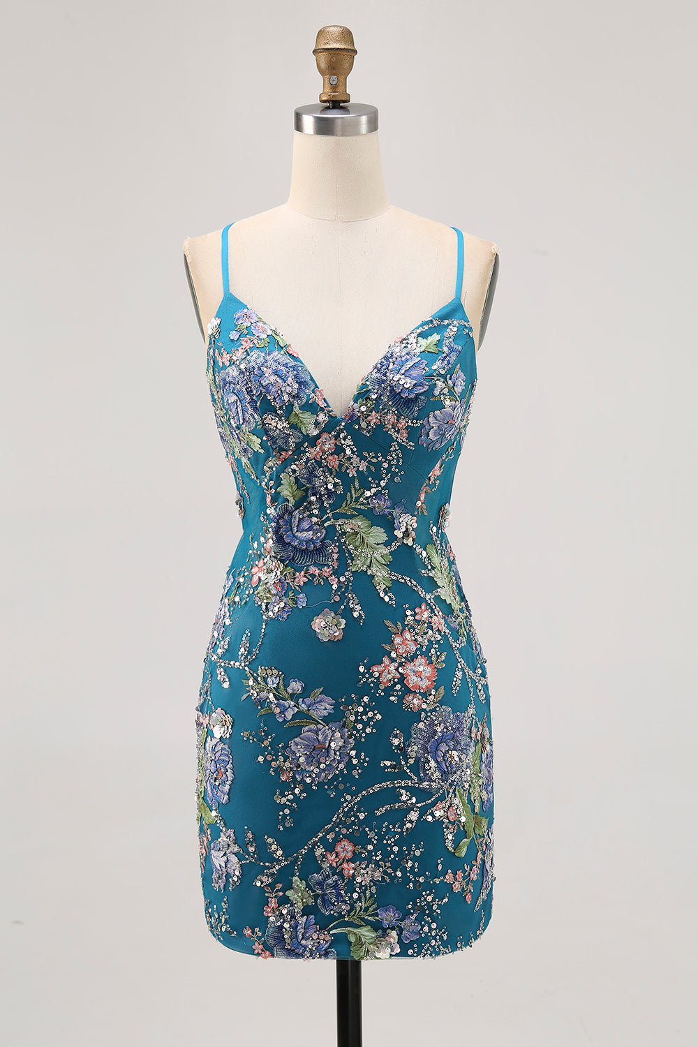 Sparkly Black Tight Floral Short Homecoming Dress with Seuqins