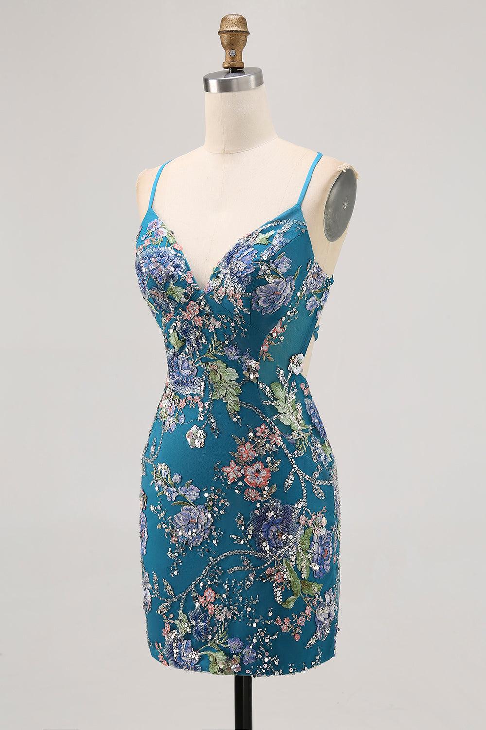 Sparkly Black Tight Floral Short Homecoming Dress with Seuqins