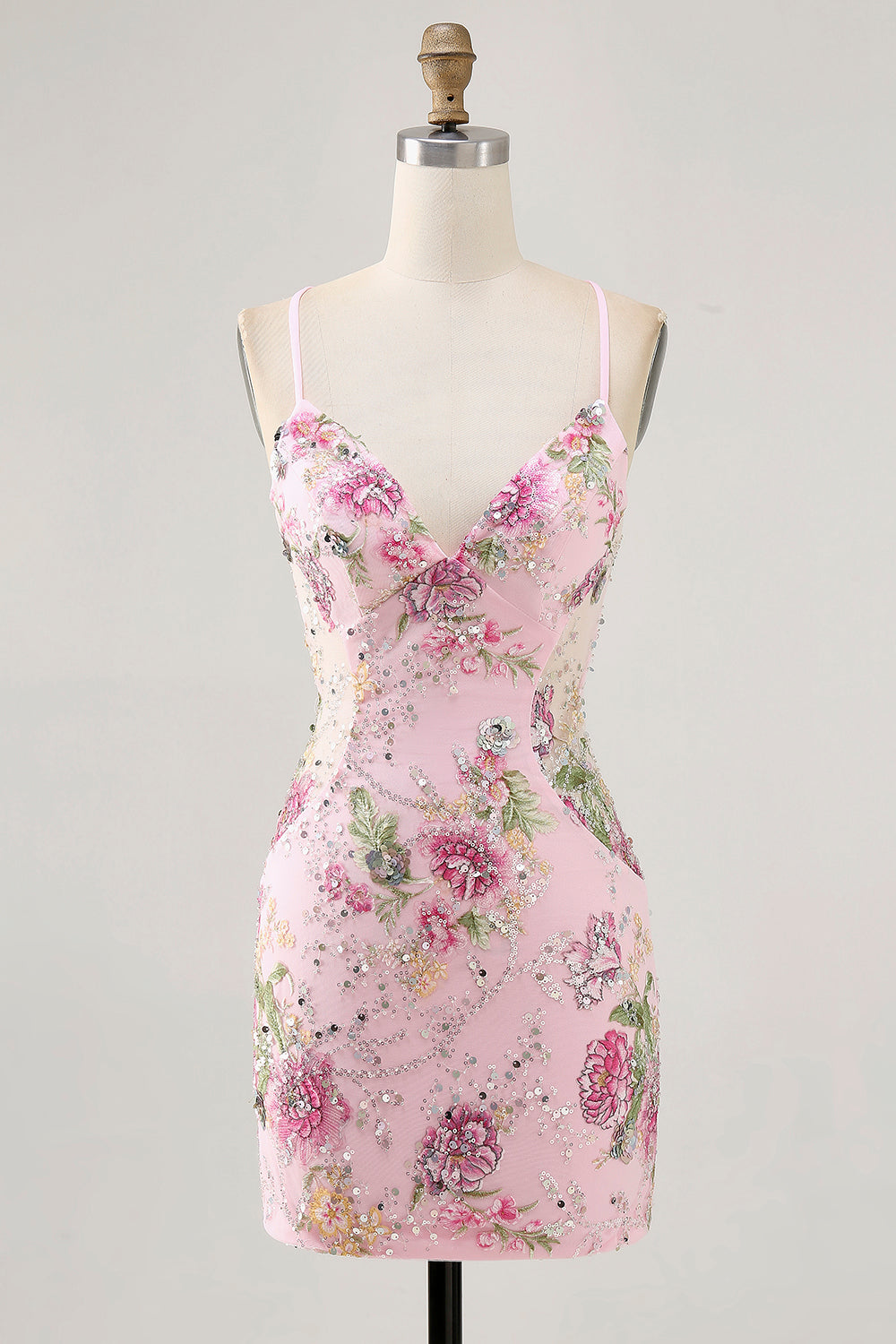 Sparkly Black Tight Floral Short Homecoming Dress with Seuqins