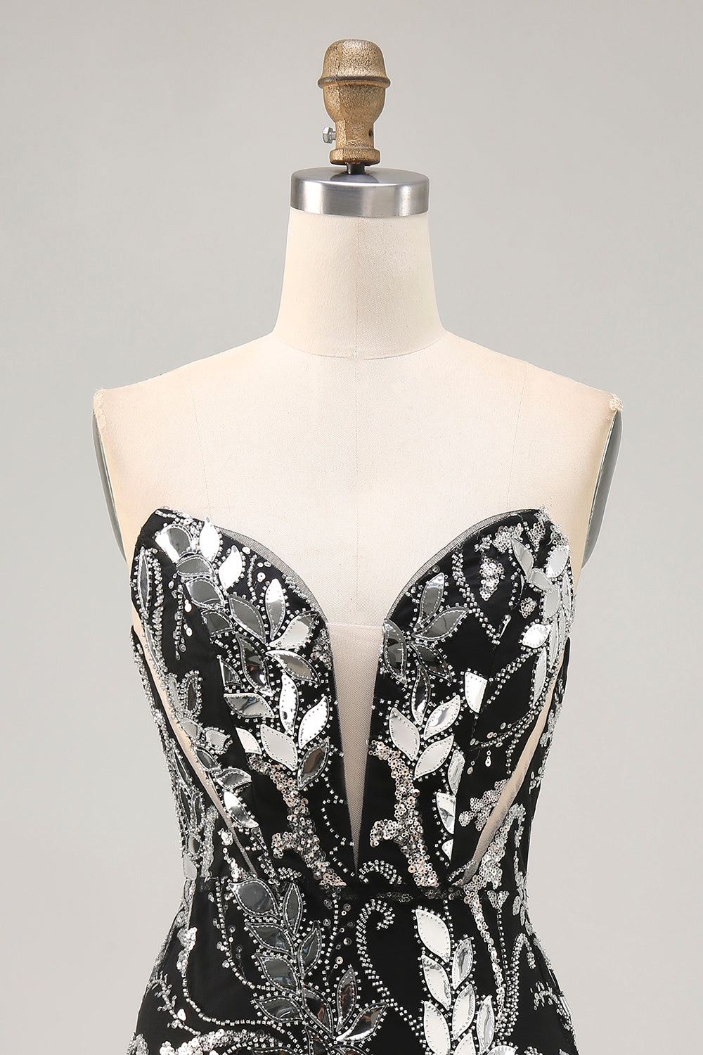 Sparkly Black Strapless Tight Short Mirror Homecoming Dress