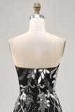 Sparkly Black Strapless Tight Short Mirror Homecoming Dress