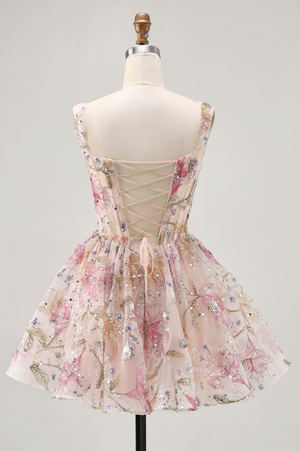 Zapakasa Women Sparkly Pink Floral Corset Short Homecoming Dress with Sequins Beaded Tulle A Line Lace Up Back Cocktail Dress Zapakasa Women Sparkly Pink Floral Corset Short Homecoming Dress with Sequins Beaded Tulle A Line Lace Up Back Cocktail Dress