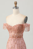 Sparkly Dusty Rose Corset Tight Short Homecoming Dress with Beading