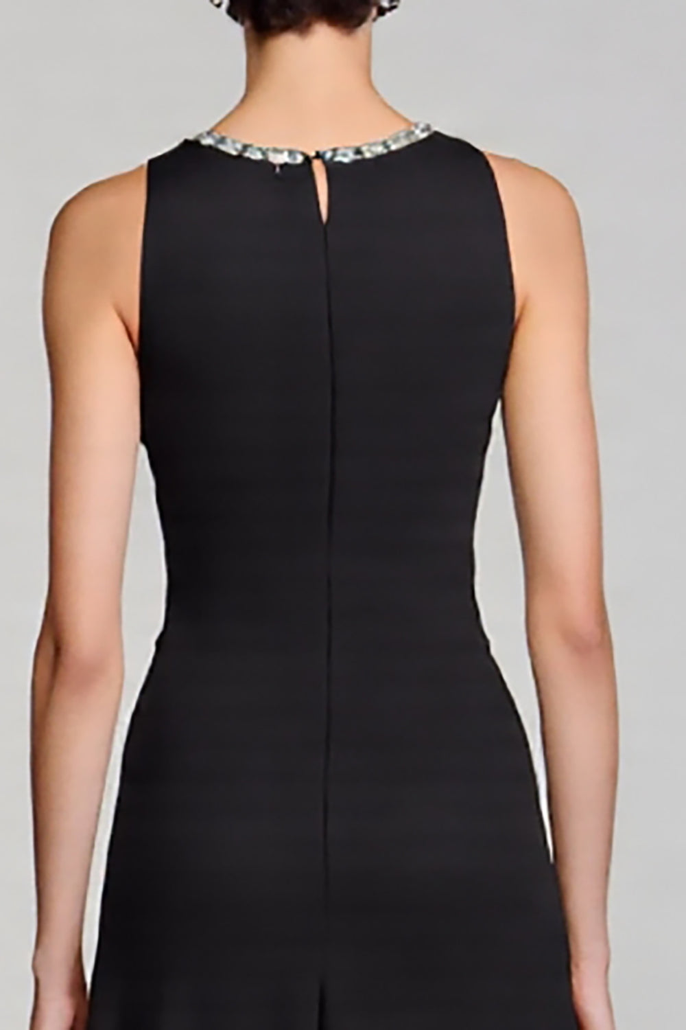 Black A Line Crew Neck Midi Satin Work Dress