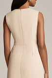 Champagne Satin Bodycon Short Work Blazer Dress with Pockets