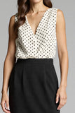 Black and White Satin Polka Dot Midi Bodycon Work Dress