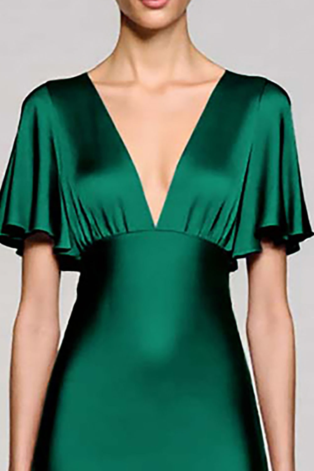 Black Satin A Line V-Neck Midi Cocktail Dress with Ruffles