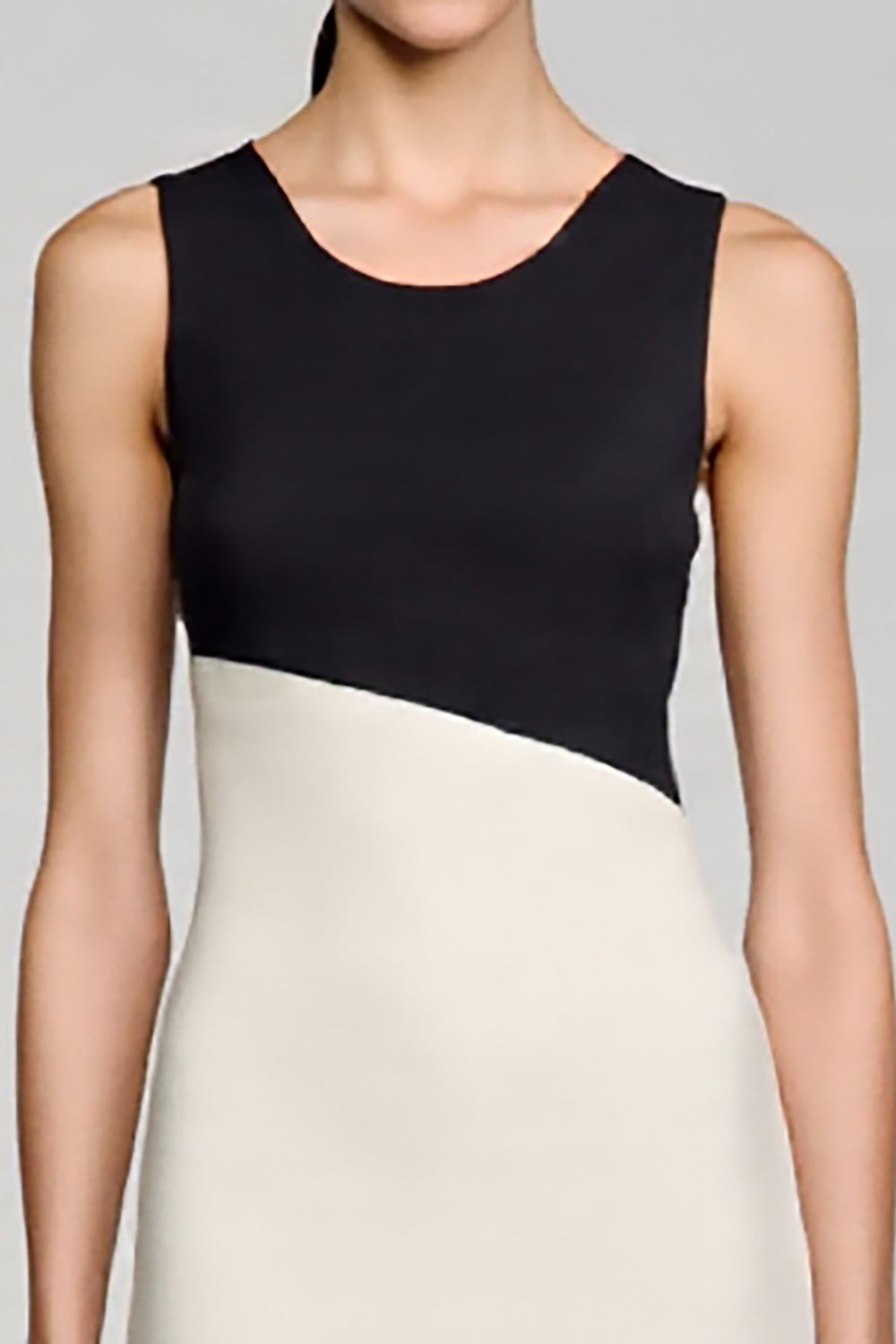 Black and White Satin Midi Cocktail Dress with Ruffles