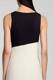 Black and White Satin Midi Cocktail Dress with Ruffles