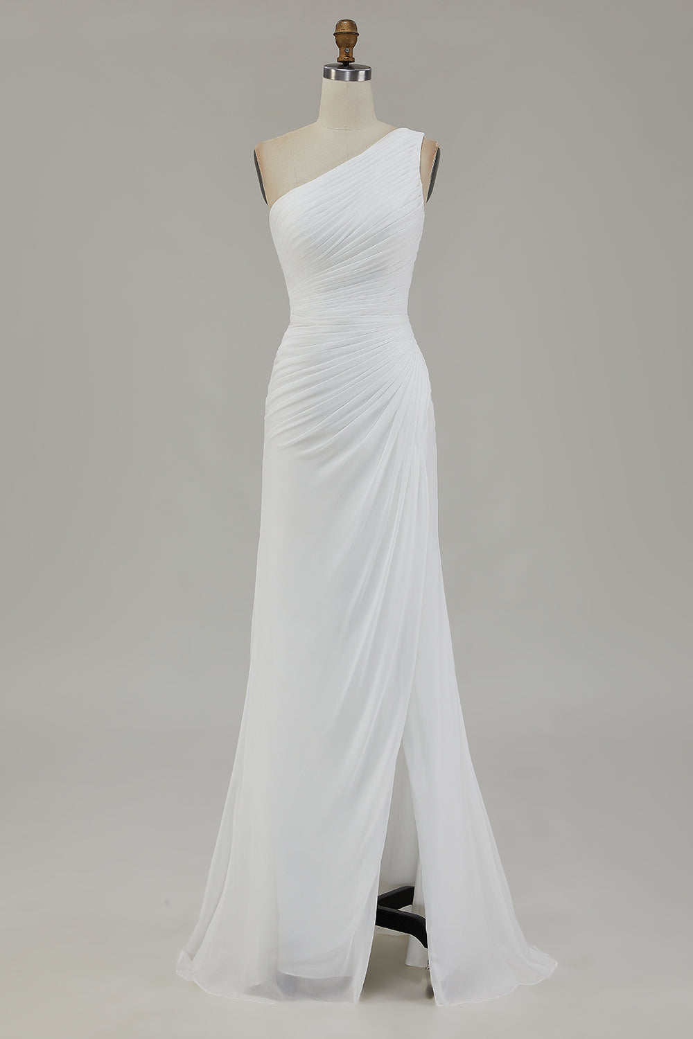 Ivory Sky Blue One Shoulder Beach Maxi Formal Dress with Slit