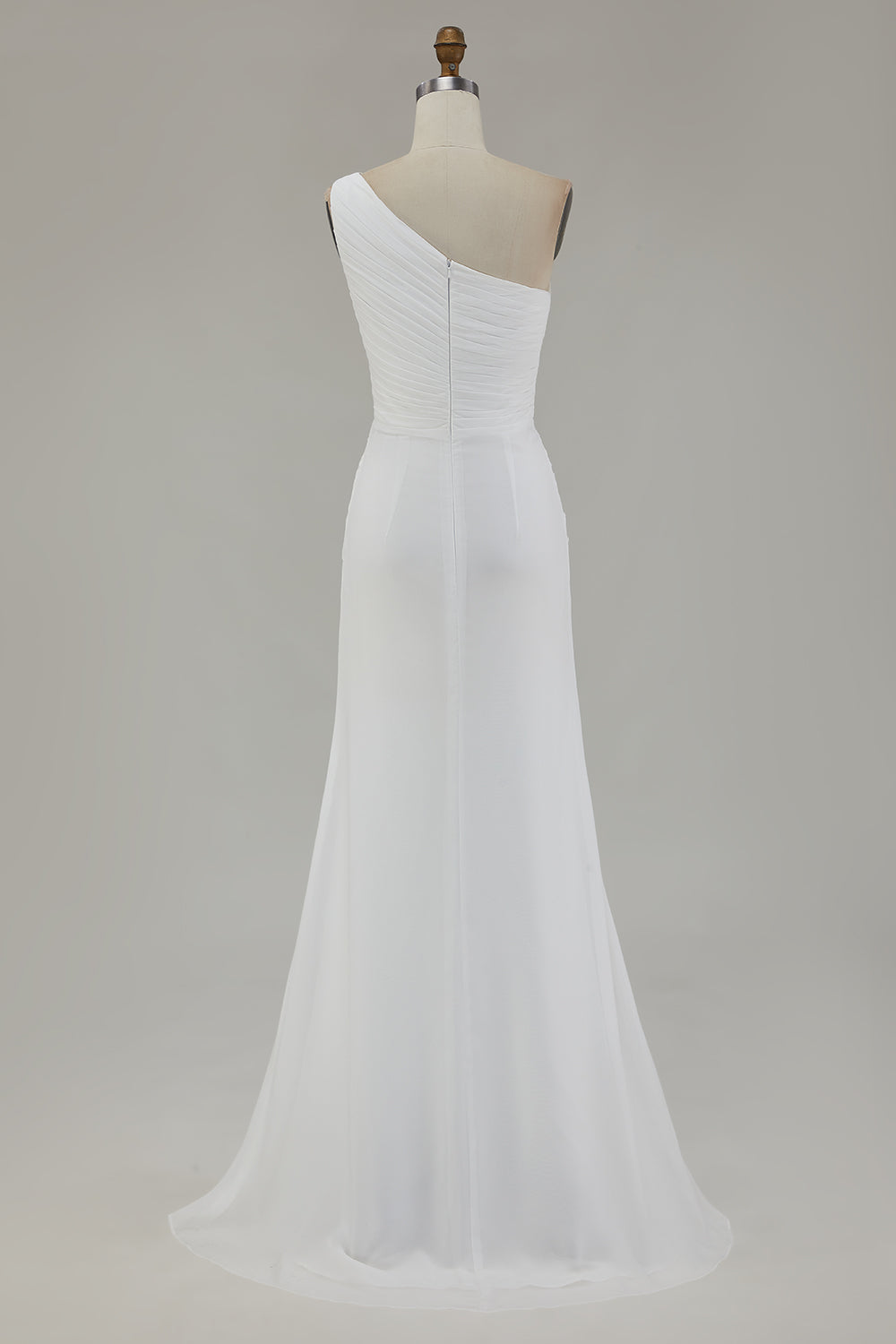 Ivory Sky Blue One Shoulder Beach Maxi Formal Dress with Slit