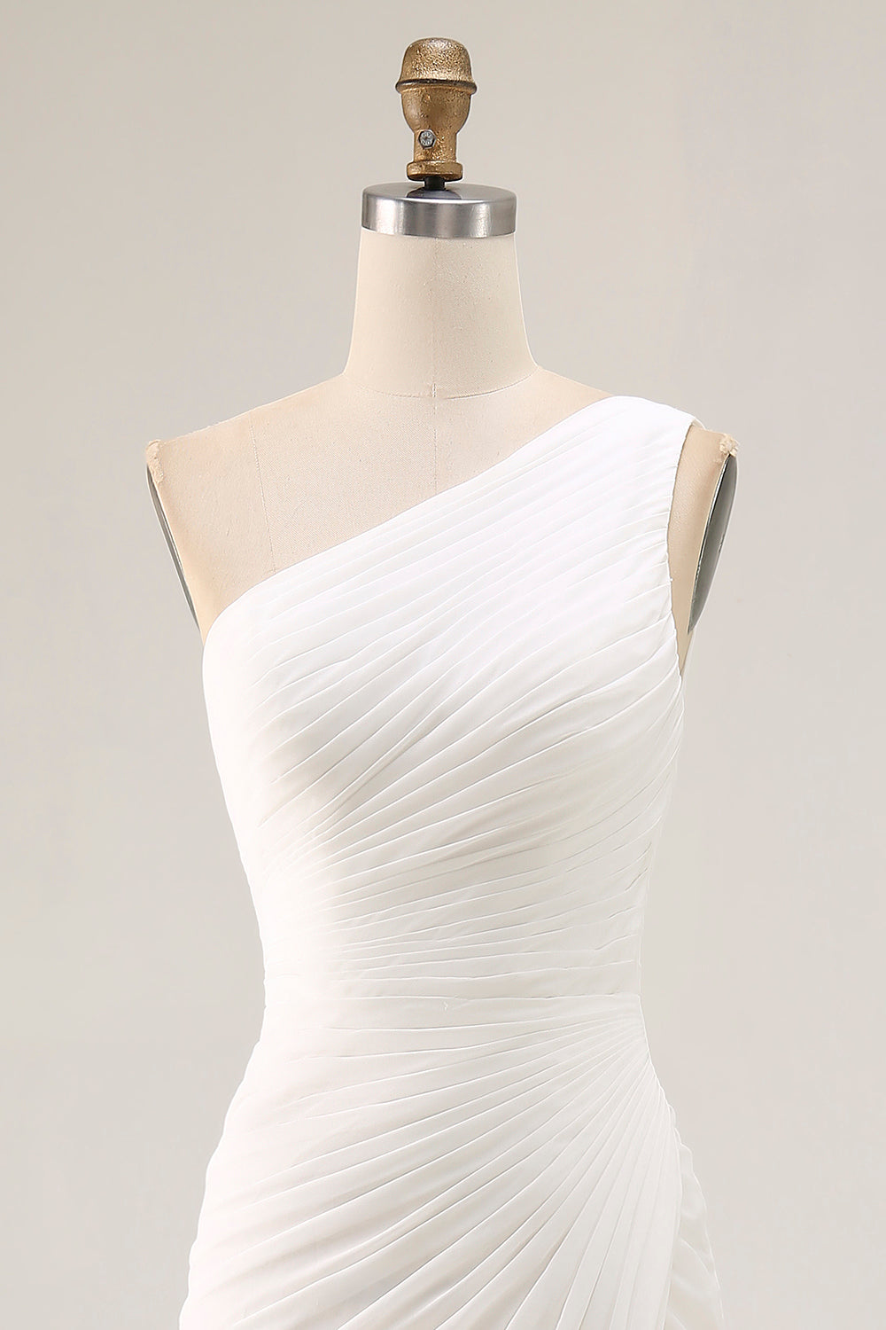 Ivory Ruched One Shoulder Beach Maxi Rehearsal Dinner Dress with Slit