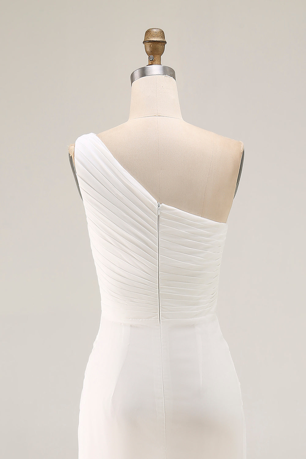 Ivory Ruched One Shoulder Beach Maxi Rehearsal Dinner Dress with Slit