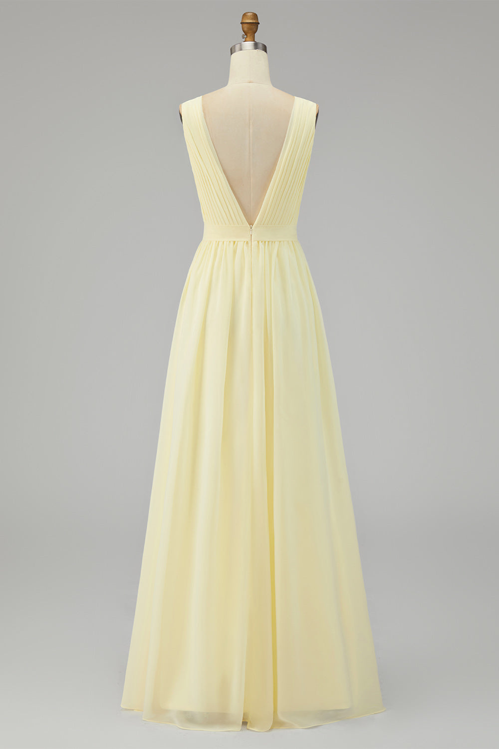 Chiffon Ivory Ruched Deep V-Neck Beach Maxi Engagement Dress