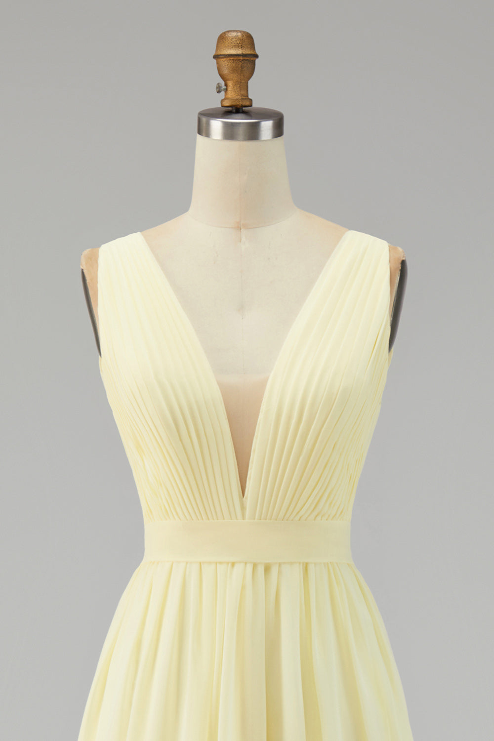Chiffon Ivory Ruched Deep V-Neck Beach Maxi Engagement Dress