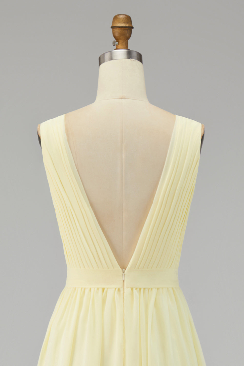 Chiffon Ivory Ruched Deep V-Neck Beach Maxi Engagement Dress