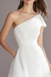 Ivory One Shoulder Organza Maxi Wedding Reception Dress