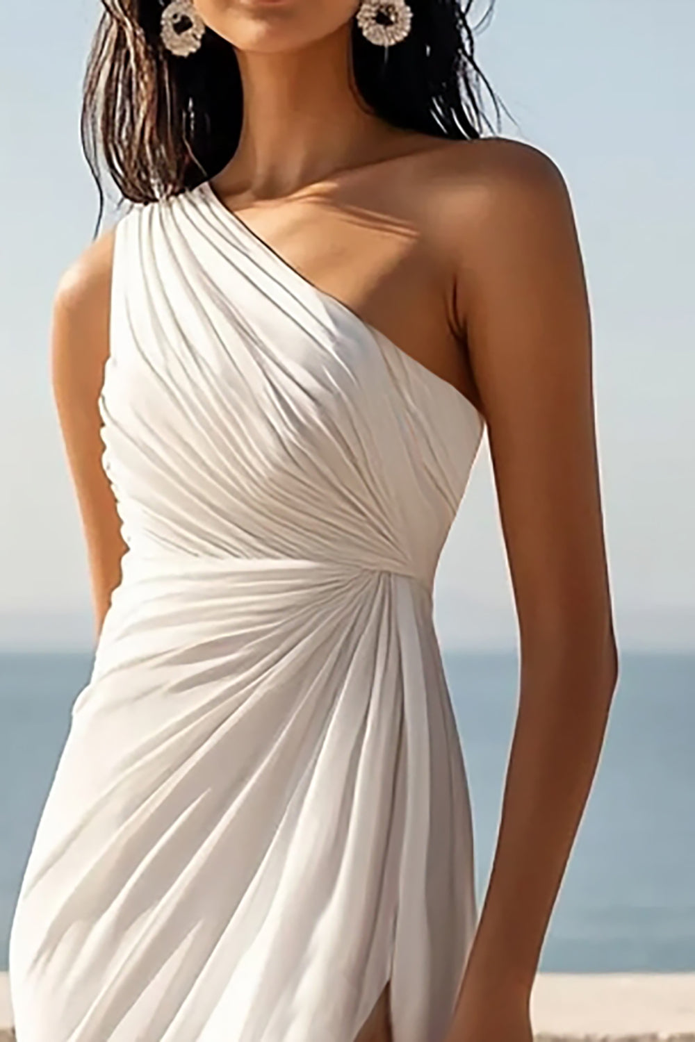 one shoulder rehearsal dinner dress Jane Summers Evie One Shoulder Short White Bridal Party & Rehearsal Dinner Dress 6 / Off White , female , adult