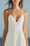 Simple Ivory Spaghetti Straps Beach Maxi Engagement Dress