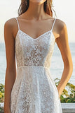 Lace Beach Ivory A Line Maxi Engagement Dress