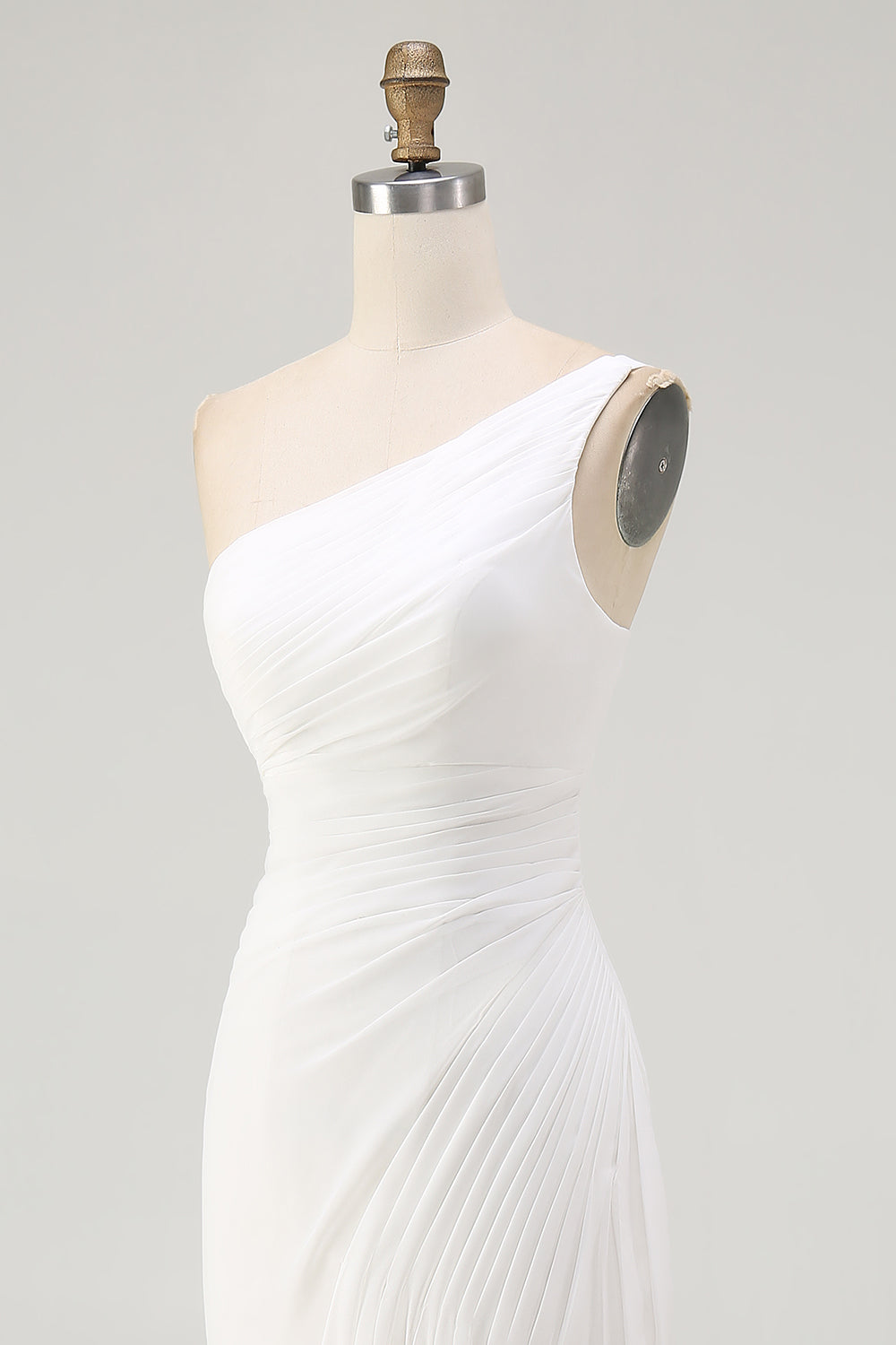 Acka sheer shoulder dress （ivory） 即購入可 Knot Detail Asymm One Shoulder Luxe Slinky Maxi Dress Stone