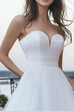 Tulle Ivory Sweetheart A Line Maxi Wedding Reception Dress