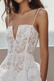 Ivory Lace Corset A Line Short Bachelorette Dress with Ruffles