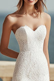 Lace Bodycon Ivory Sweetheart Midi Bachelorette Dress