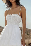 Ivory Corset Tiered Boho Maxi Western Wedding Dress with Lace