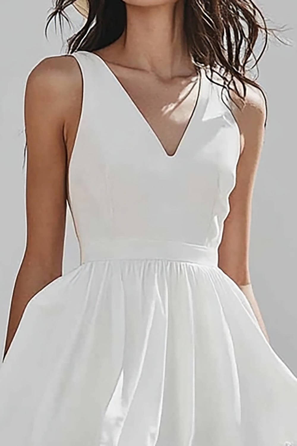 Ivory A Line High-Low Boho Western Wedding Dress