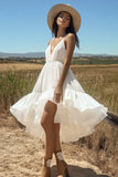 Ivory V-Neck Midi Boho Western Wedding Dress